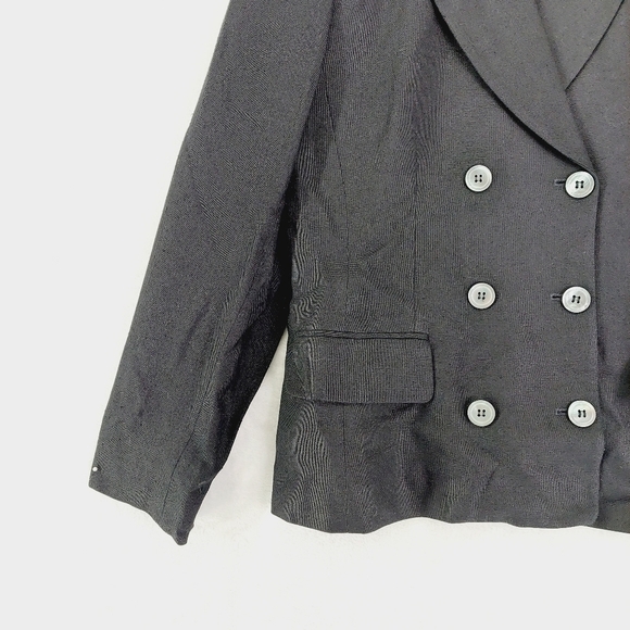 Liz Claiborne Black Double Button Notched Lapels Flap Pockets Blazer P7041 - Picture 3 of 7